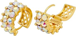 Small gold-plated turquoise huggie hoops for women