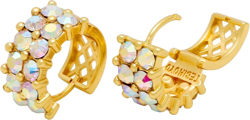 Small gold-plated turquoise huggie hoops for women
