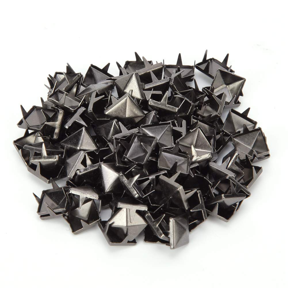 100 Pcs 9mm Square Pyramid Rivets in Silver & Black