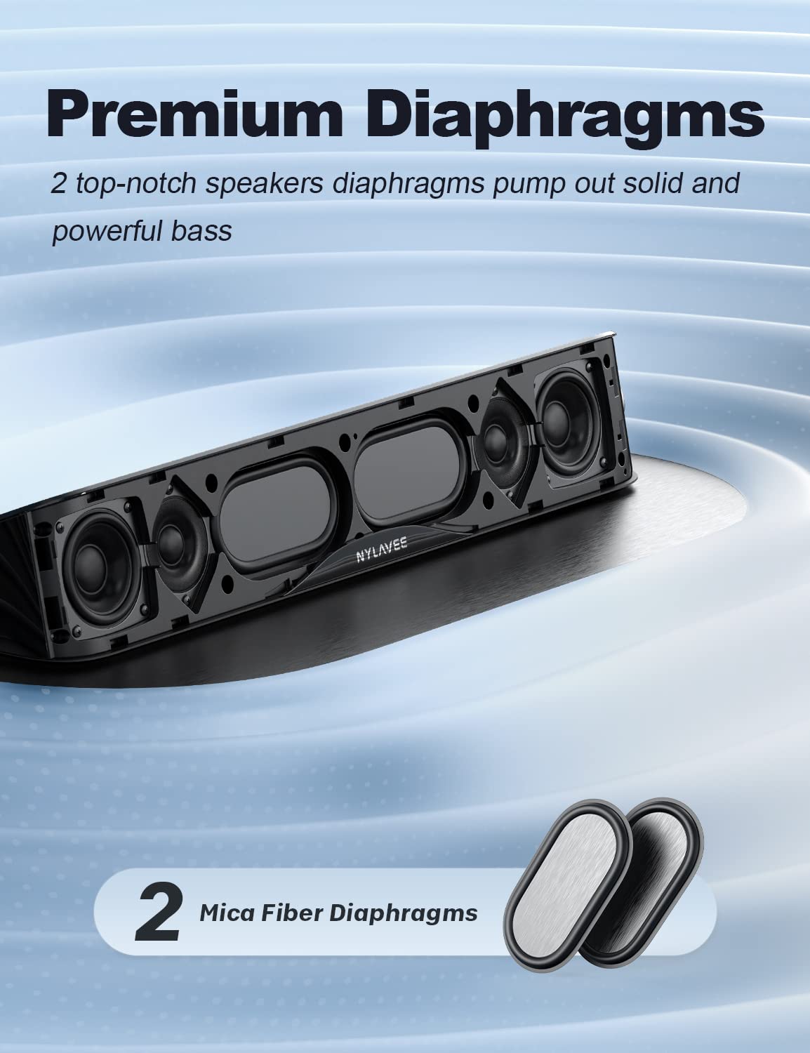 Computer Speakers, HiFi Sound Quality Computer Sound Bar, USB Powered PC Speakers, Bluetooth 5.0 and 3.5mm Aux-in Computer Speakers for Desktop, Laptops, PCs, Phones, Tablets, Xbox, Gaming Speakers