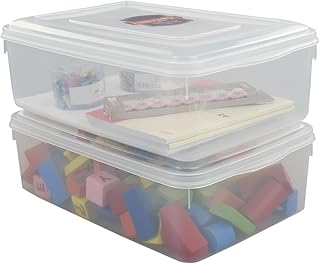 Set of 2 Clear 11 Quart Plastic Storage Bins with Lids