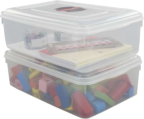 Set of 2 Clear 11 Quart Plastic Storage Bins with Lids