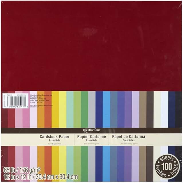 12x12 inch cardstock paper, 100 sheets