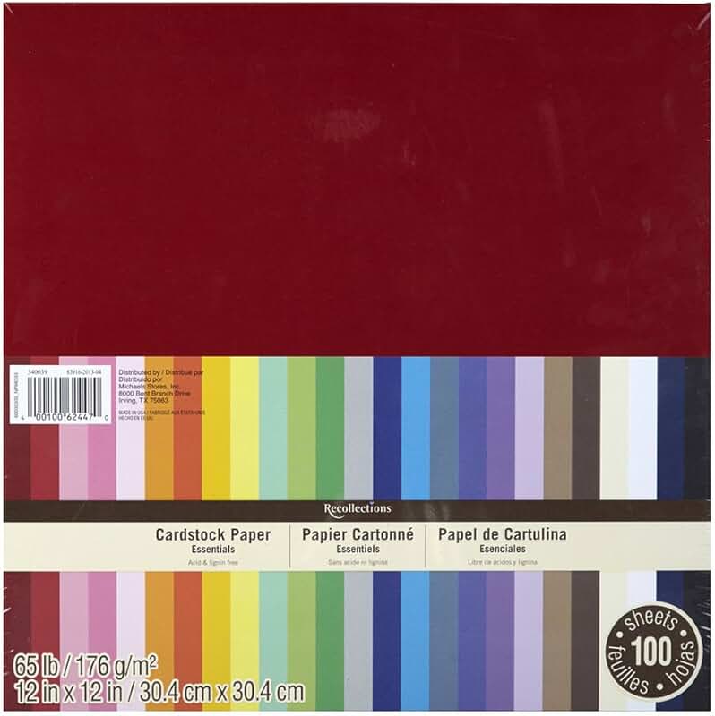 12x12 inch cardstock paper, 100 sheets