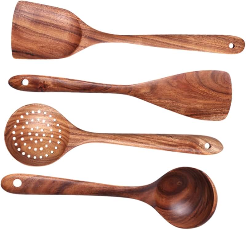 Wooden Kitchenware Set with Slotted Spoons
