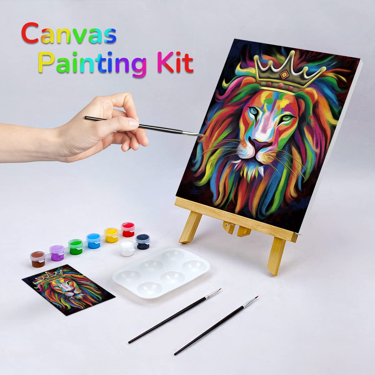 Pre-Drawn Canvas Painting Kit 8x10 with Neon Paints