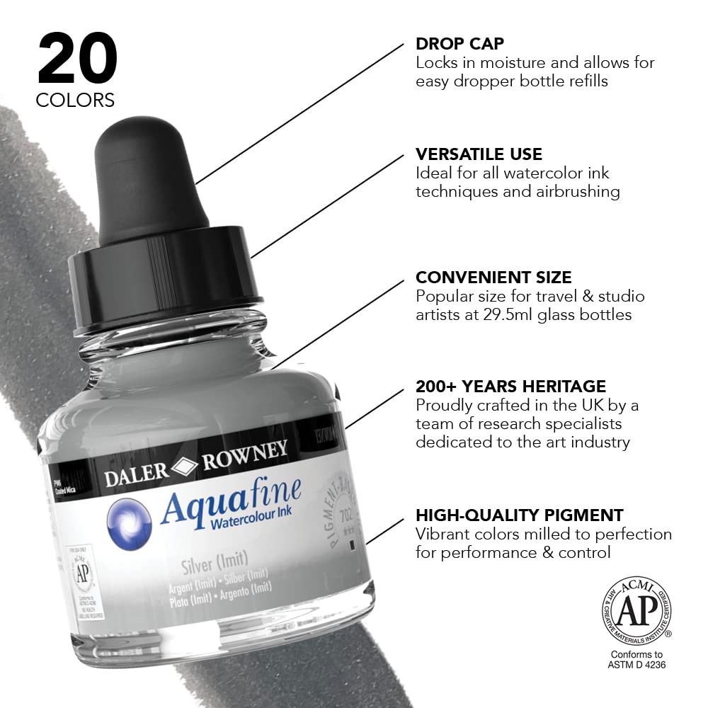 Aquafine Watercolor Ink Silver Imit 29.5ml