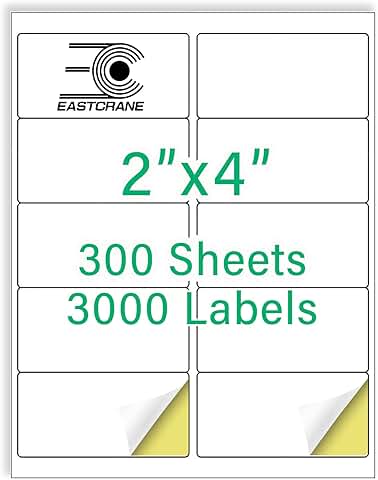 2" x 4" White Mailing Labels, 3000 Sheets