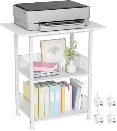 3-Tier Large Printer Stand with Wheels