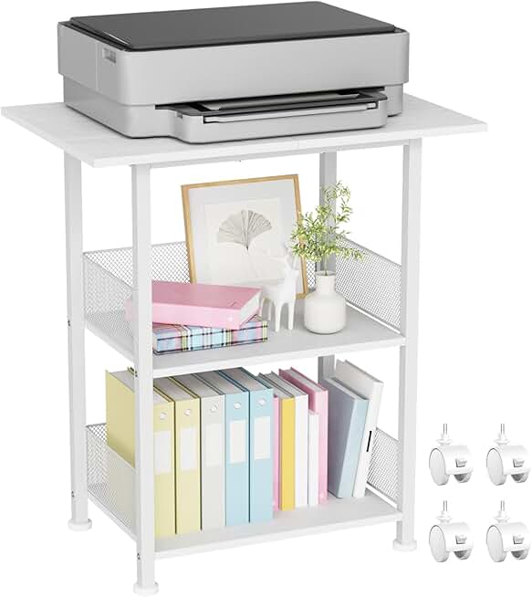 3-Tier Large Printer Stand with Wheels