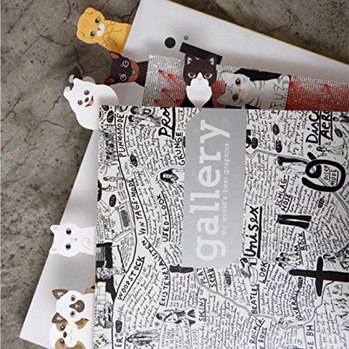 20 Pack Cat-Shaped Sticky Notes with 5 Designs