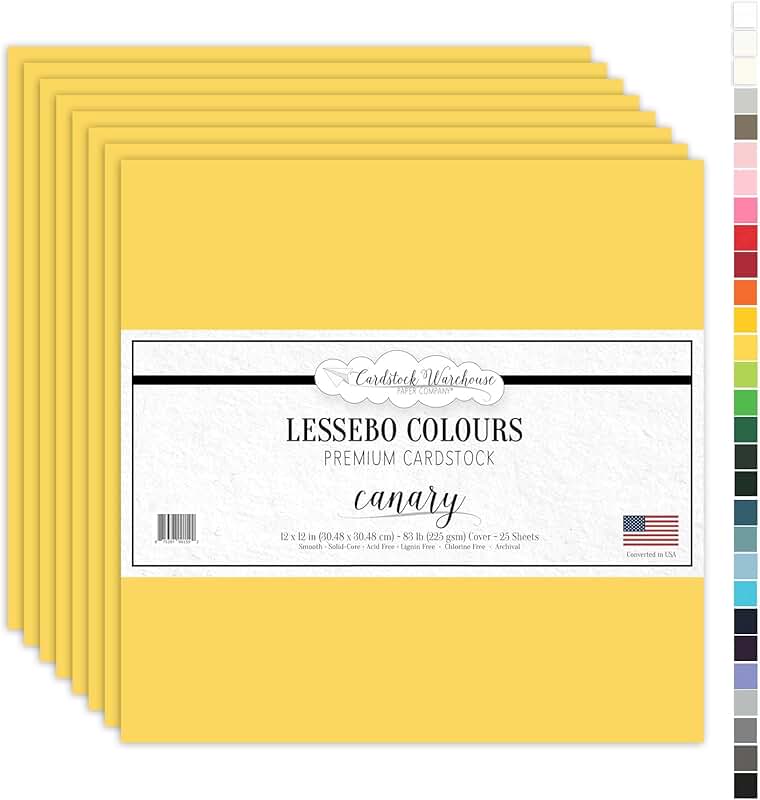 Yellow 12x12" Cardstock Paper, 25 Sheets, 83 lb