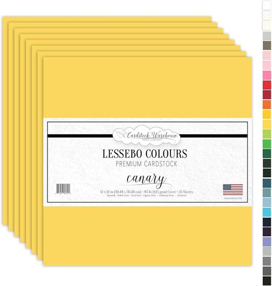 Yellow 12x12" Cardstock Paper, 25 Sheets, 83 lb