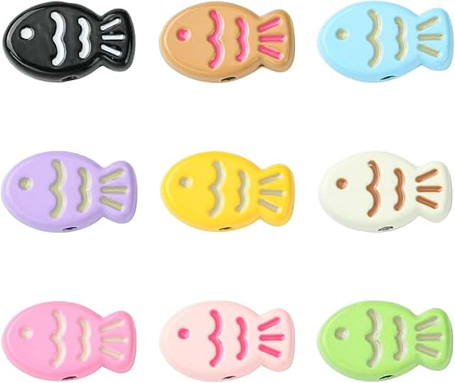 45-Piece Colorful Fish Beads for Jewelry Making
