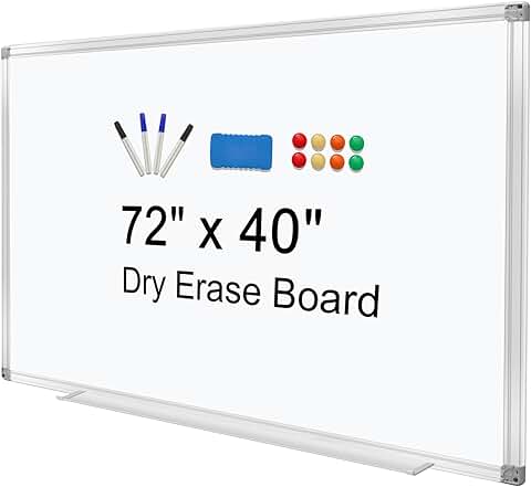 Large 72x40 Inch Wall-Mounted Magnetic Whiteboard