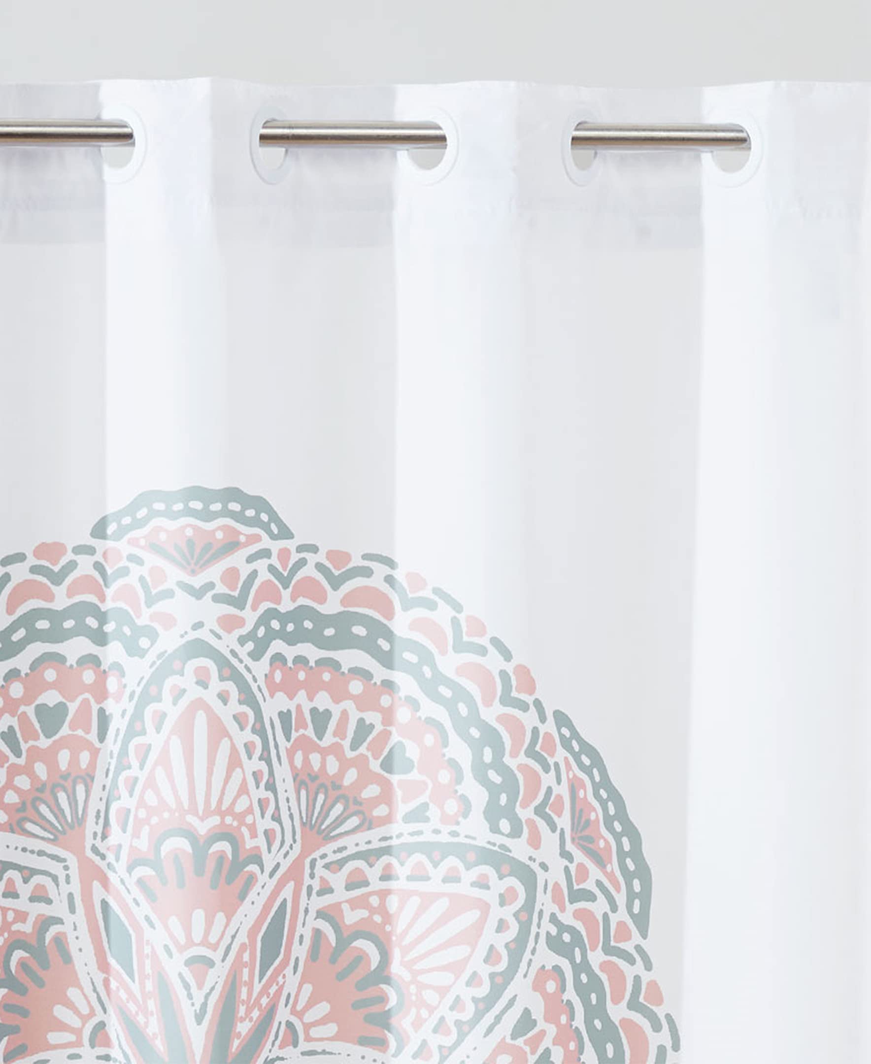 Henna Medallion Shower Curtain with Peva Liner, 71 in x 74 in, Blush