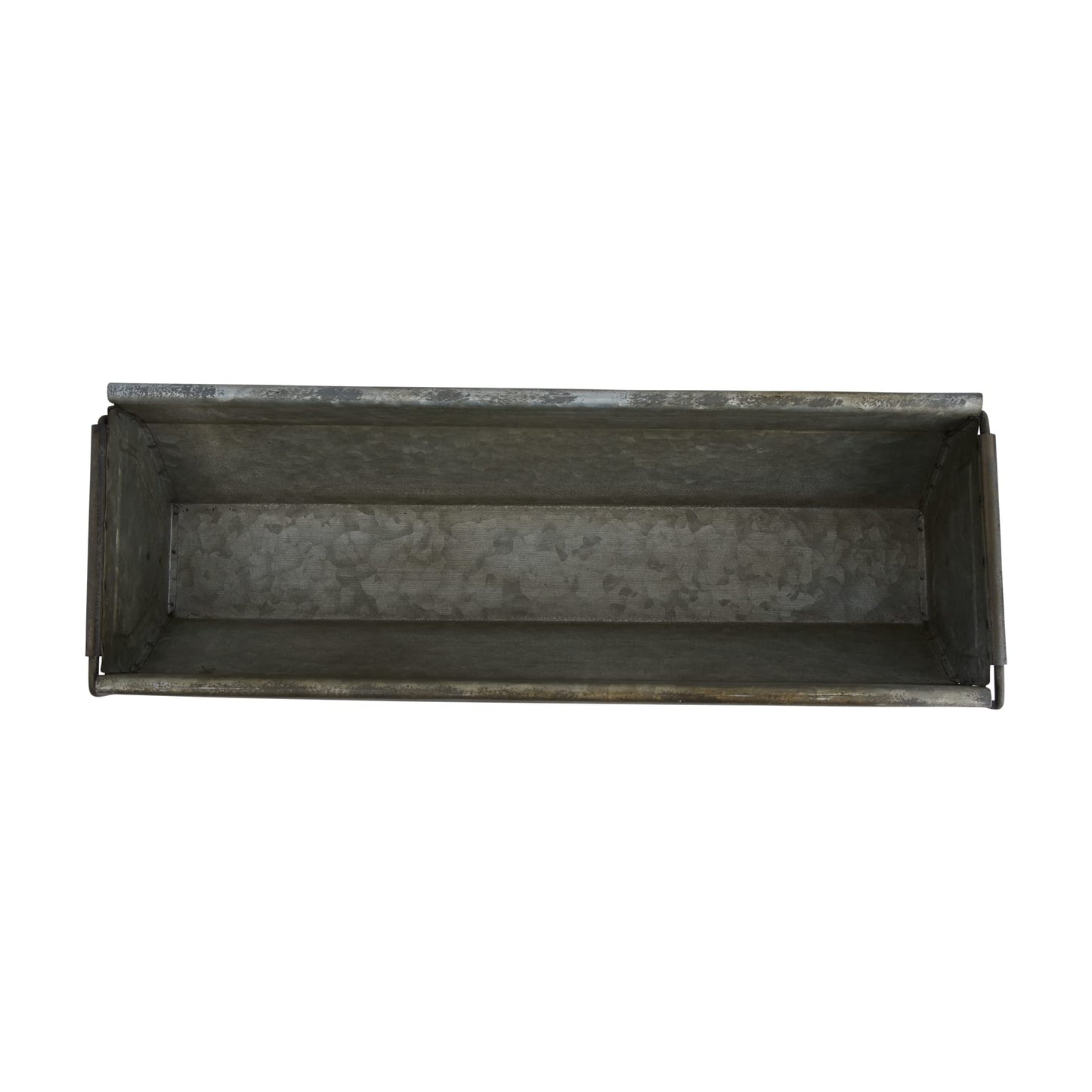 Decorative Metal Trough Container, Distressed Zinc Finish