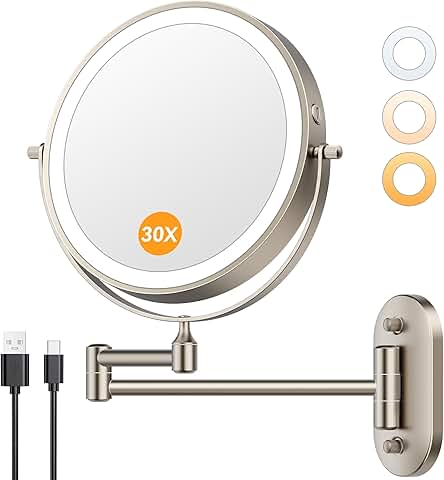 Wall Mounted Lighted Makeup Mirror with Magnification