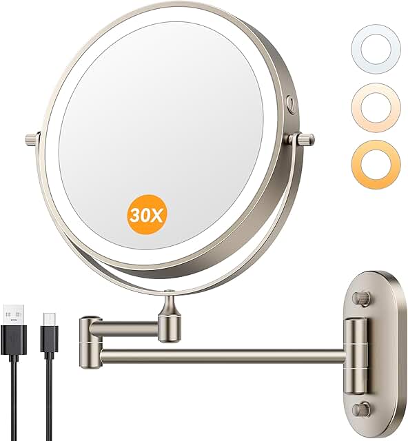 Wall Mounted Lighted Makeup Mirror with Magnification