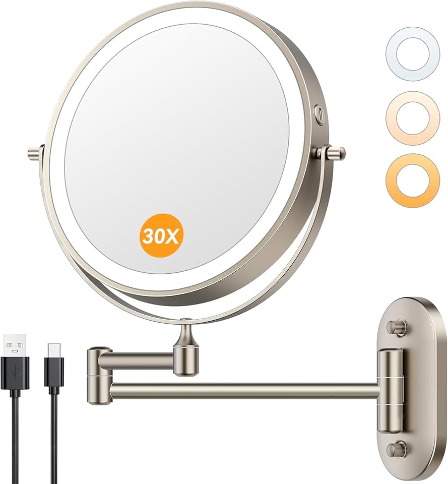 Wall Mounted Lighted Makeup Mirror with Magnification