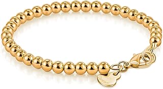 Sterling Silver Bead Bracelet with Heart Pendant