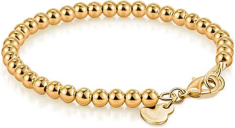 Sterling Silver Bead Bracelet with Heart Pendant