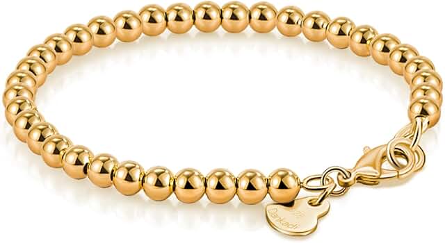 Sterling Silver Bead Bracelet with Heart Pendant