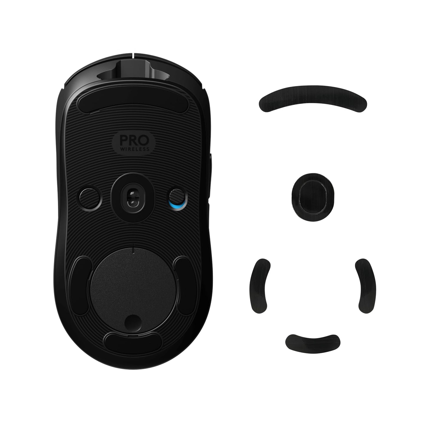 Black replacement mouse feet for wireless gaming mouse