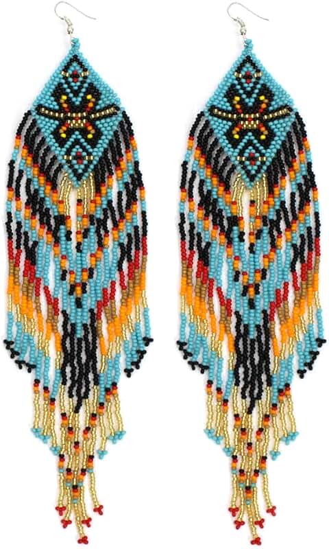 Handmade Southwestern Geometric Beaded Earrings