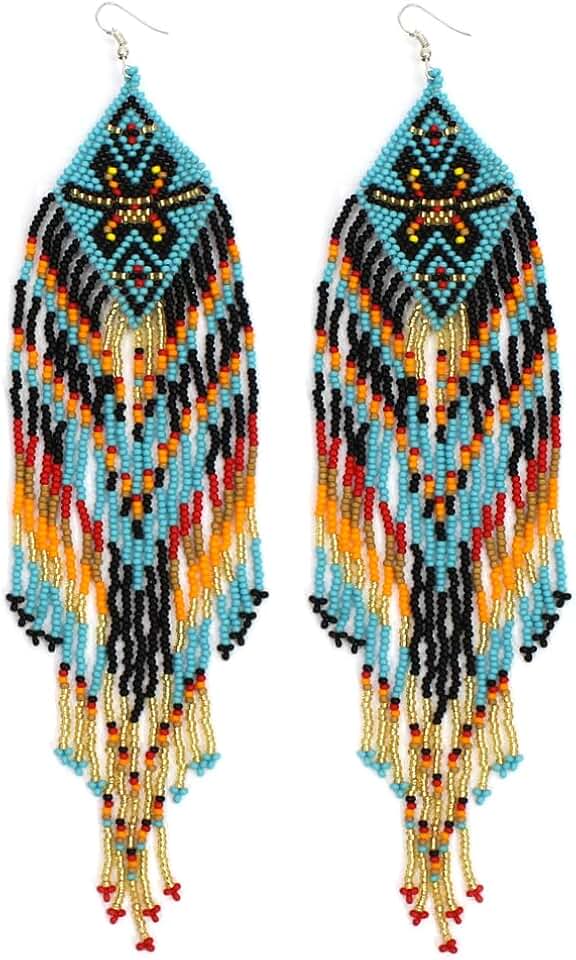 Handmade Southwestern Geometric Beaded Earrings
