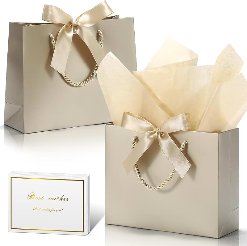 30 Gift Bags with Ribbon Cards and Tissue Paper
