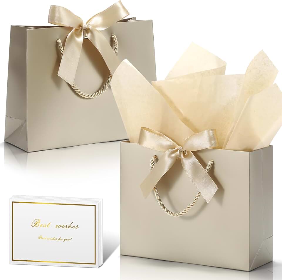 30 Gift Bags with Ribbon Cards and Tissue Paper