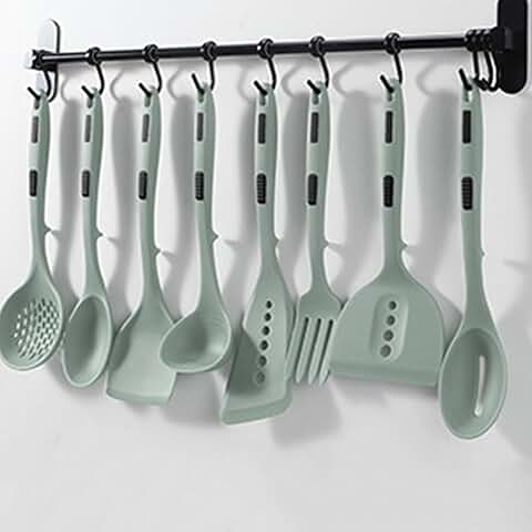 Silicone Cooking Utensil Set in Grey and Green