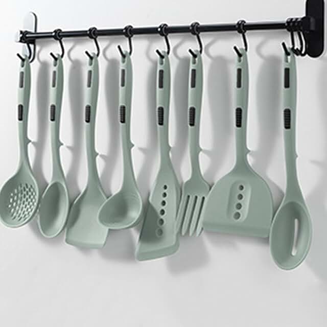 Silicone Cooking Utensil Set in Grey and Green