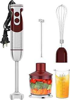 3-in-1 Hand Blender Set with Whisk, Frother, Chopper