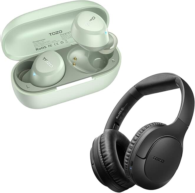 Lightweight Wireless Earbuds and Over Ear Headphones