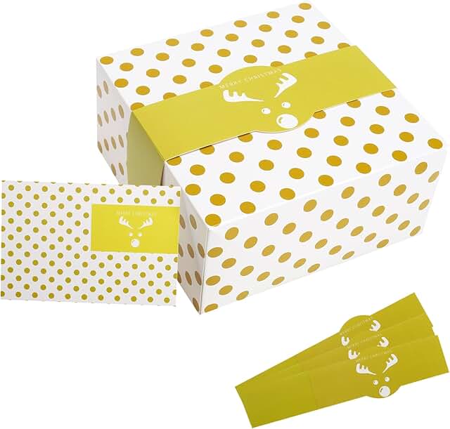 12 Christmas Gift Boxes with Lids and Greeting Cards