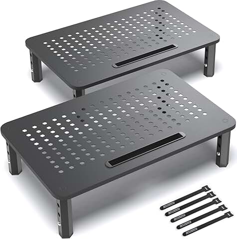 Two Pack Monitor Stands for Desk with Anti-Skid Base