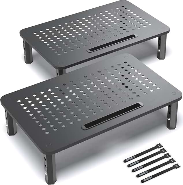 Two Pack Monitor Stands for Desk with Anti-Skid Base