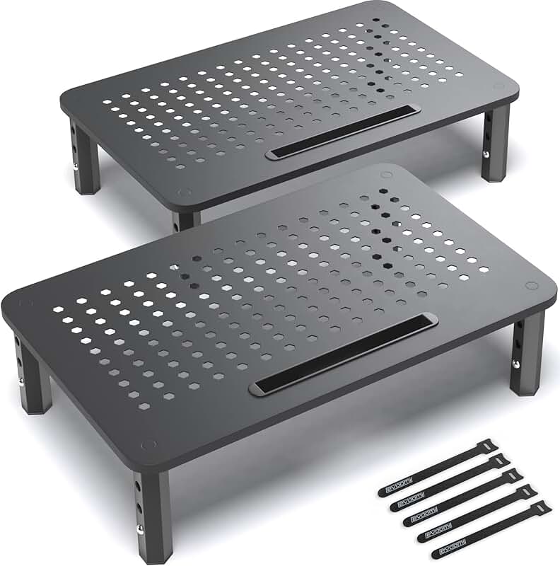 Two Pack Monitor Stands for Desk with Anti-Skid Base