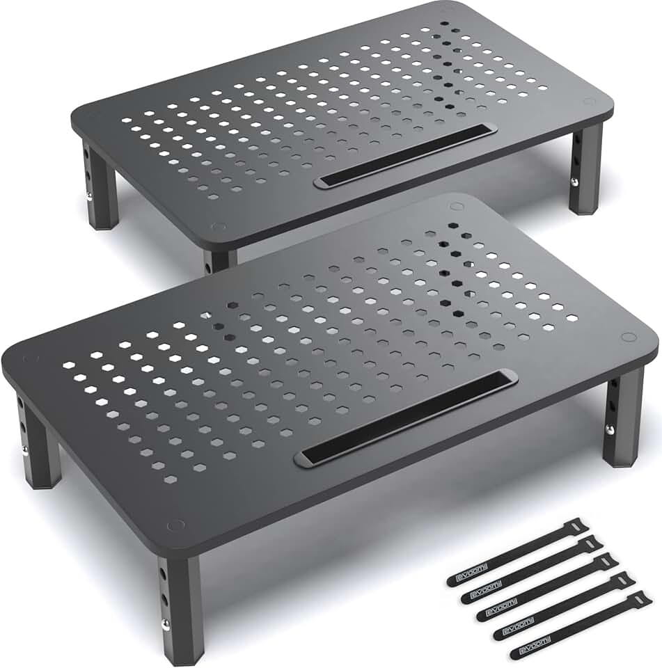 Two Pack Monitor Stands for Desk with Anti-Skid Base