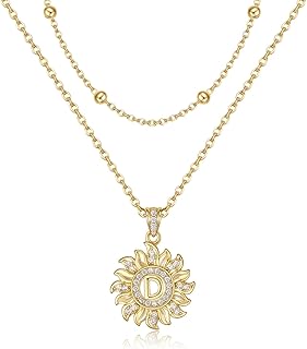 Dainty Sunflower Letter Necklace in Gold Plated Style