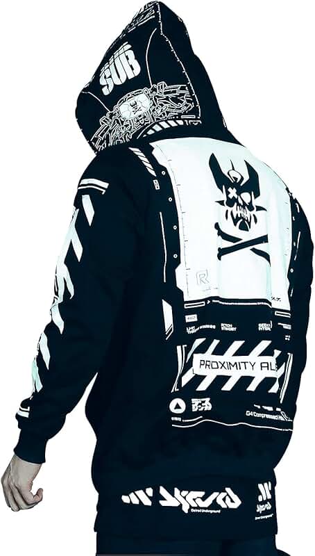 Cyberpunk Style Zip-Up Hoodie for Men