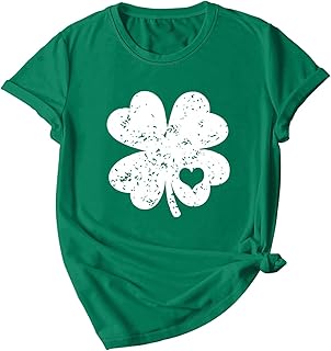 Women's Heart Clover Print Short Sleeve T-Shirt