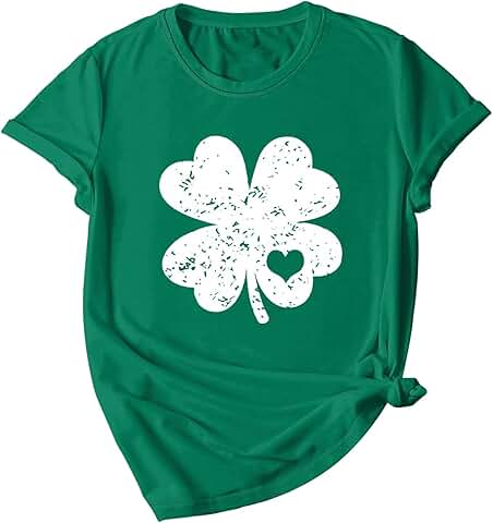 Women's Heart Clover Print Short Sleeve T-Shirt