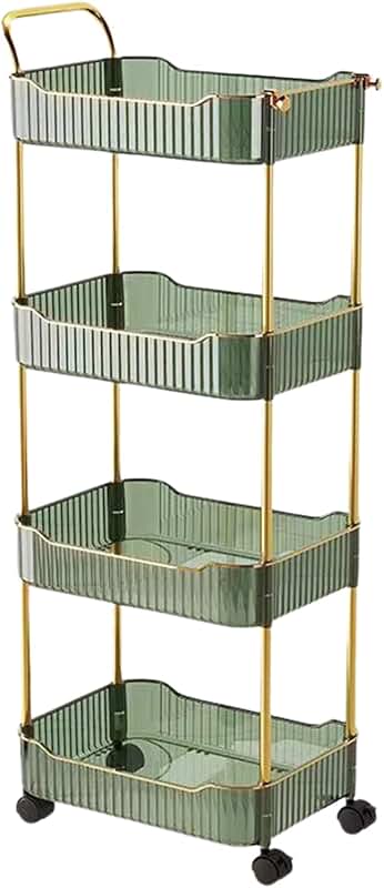 Green 4-Tier Acrylic Rolling Storage Cart