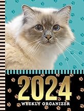 2024 Weekly Organizer with Cat Art Cover
