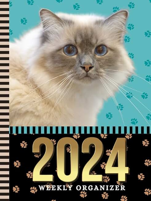 2024 Weekly Organizer with Cat Art Cover