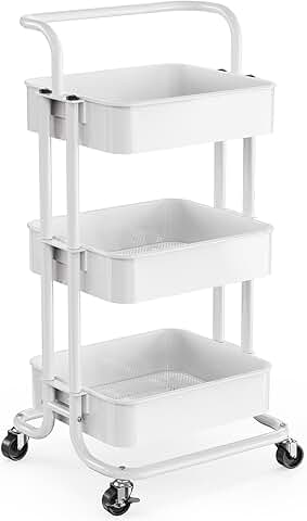 Three-Tier Mesh Utility Cart with Lockable Wheels