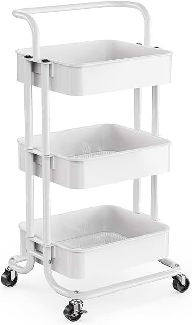 Three-Tier Mesh Utility Cart with Lockable Wheels